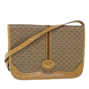 Authentic GUCCI Micro GG Canvas Web Sherry Line Shoulder Bag Beige